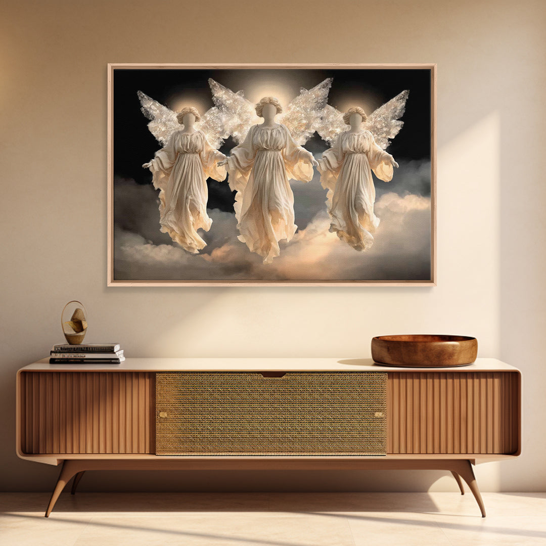 Glory Of The Angels – Framed Canvas Print – Christian Art Canvas – Christian Wall Art – Christian Decor – Christmas Art – Modern Christian