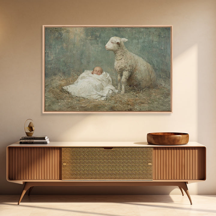 Lamb Of Dawn | Framed Canvas Print | Christian Wall Art | Christian Art Canvas | Subtle Christian Art | Christian Christmas Art
