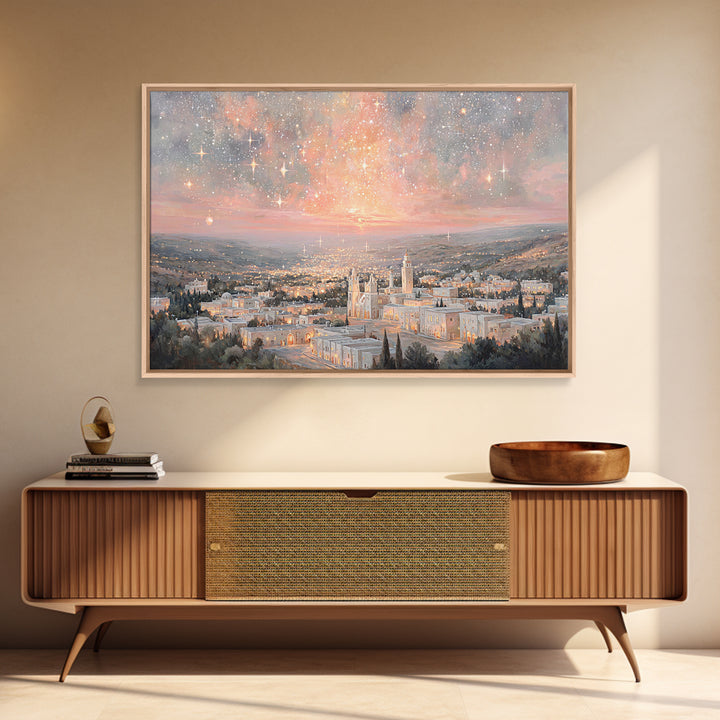 Bethlehem Starrise, Framed Canvas Print, Christian Wall Art, Christian Christmas Art, Christian Art Canvas, Christmas Art