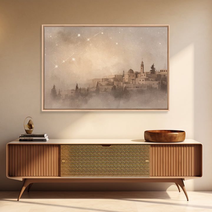 Sacred Dawn Over Bethlehem – Framed Canvas Print – Christian Art Canvas – Christian Wall Art – Christmas Art – Christian Christmas Art