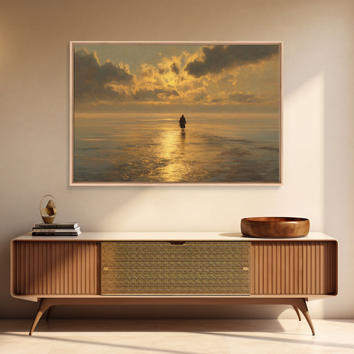 Heavenly Shore – Framed Canvas Print – Jesus Painting – Christian Art Canvas – Christian Wall Art – Christmas Art – Christian Decor
