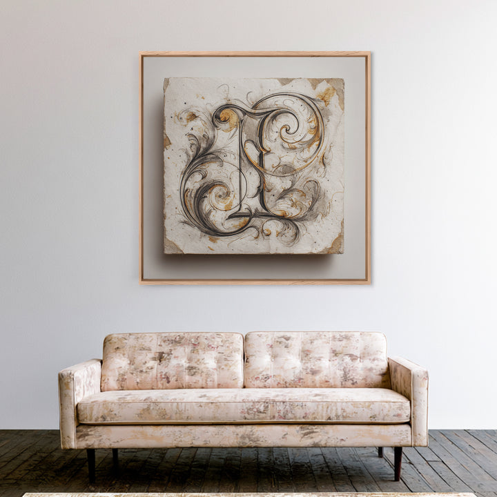 Baroque Scrollwork Made from Looping Pen Strokes Framed Canvas Print, Calligraphy Art, Wall Decor, Living Room Decor, Script, CAL-1x1-12