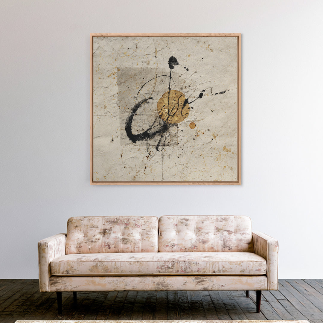 Romantic Handwritten Marks Without Readable Words Canvas Print, Calligraphy Art, Calligraphy, Living Room Decor, Script, CAL-1x1-15