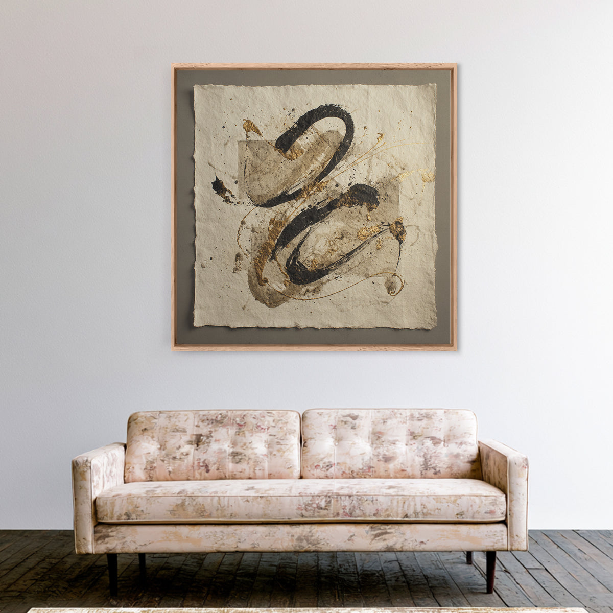 Expressive Musical Rhythm Painted as Ink Strokes Canvas Print, Calligraphy Art, Wall Art Printable, Living Room Decor, Script, CAL-1x1-24