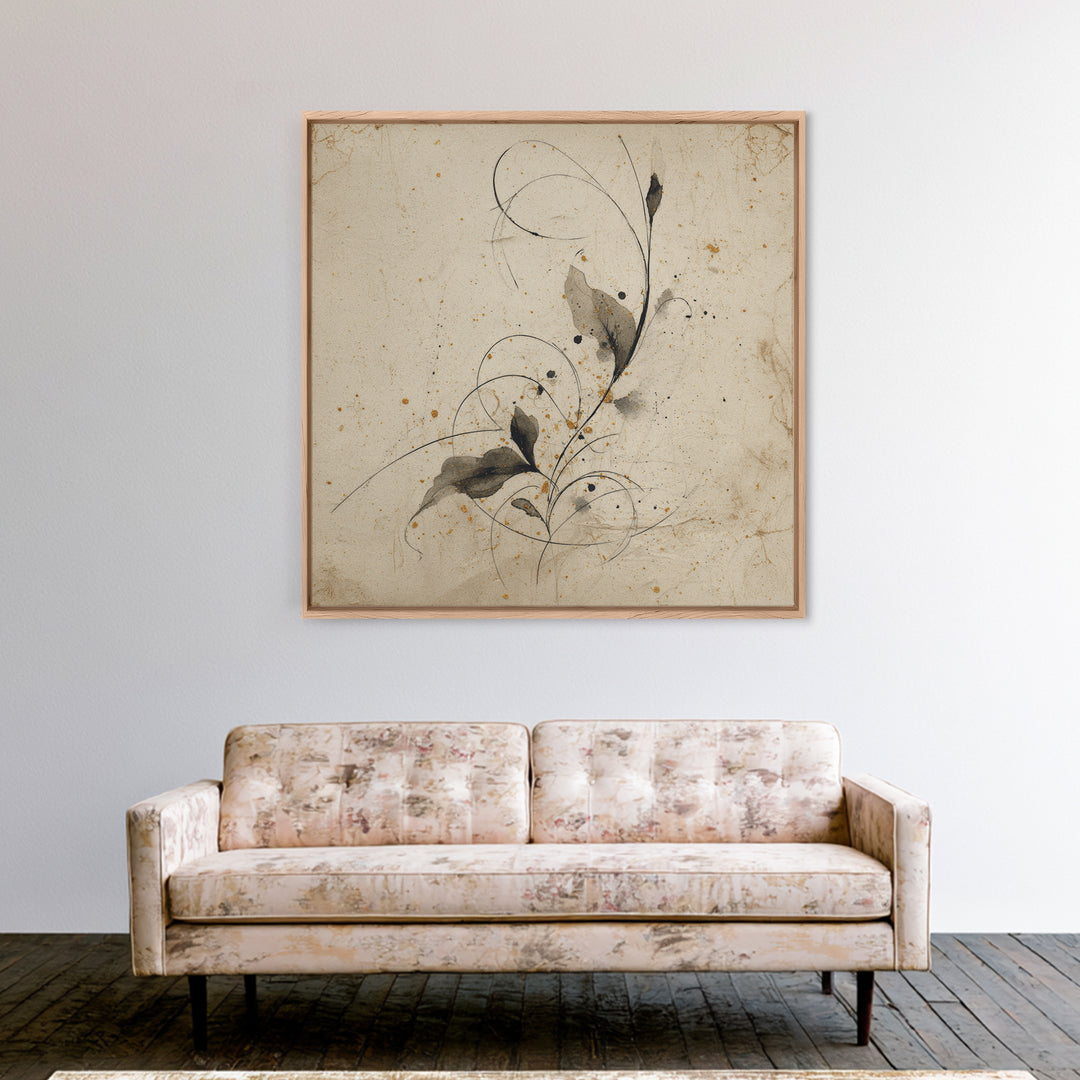 Floral Vine Created from Graceful Script Like Canvas Print, Calligraphy Art, Living Room Wall Art, Living Room Decor, Script, CAL-1x1-35