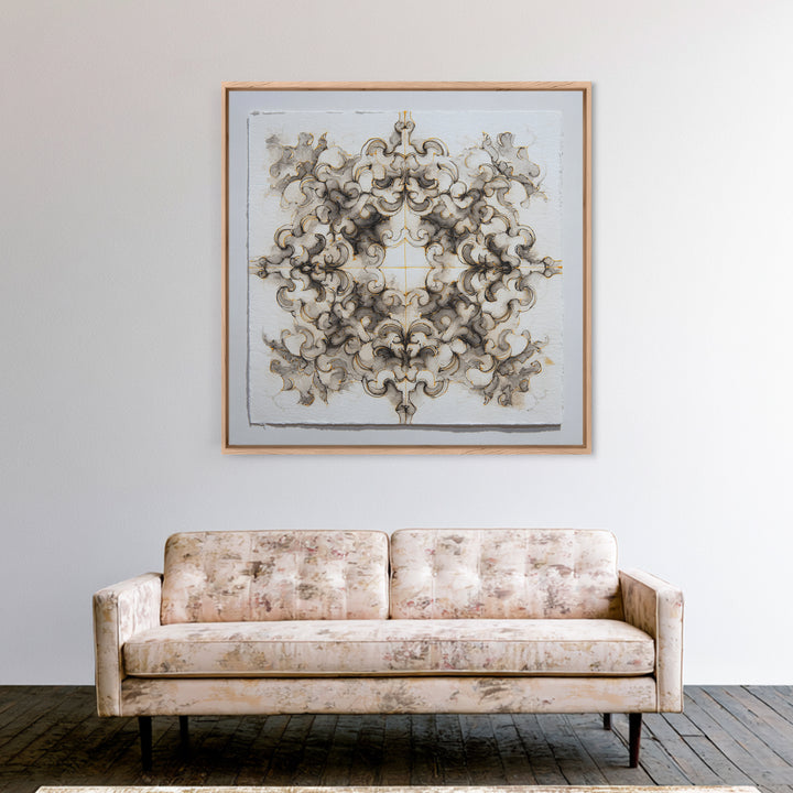 Baroque Scrollwork Made from Looping Pen Strokes Canvas Print, Calligraphy Art, Printable Wall Art, Living Room Decor, Script, CAL-1x1-36