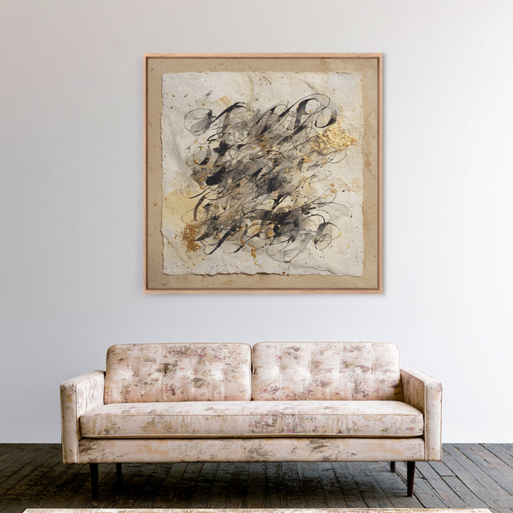 Romantic Handwritten Marks Without Readable Words Canvas Print, Calligraphy Art, Bedroom Wall Decor, Living Room Decor, Script, CAL-1x1-39