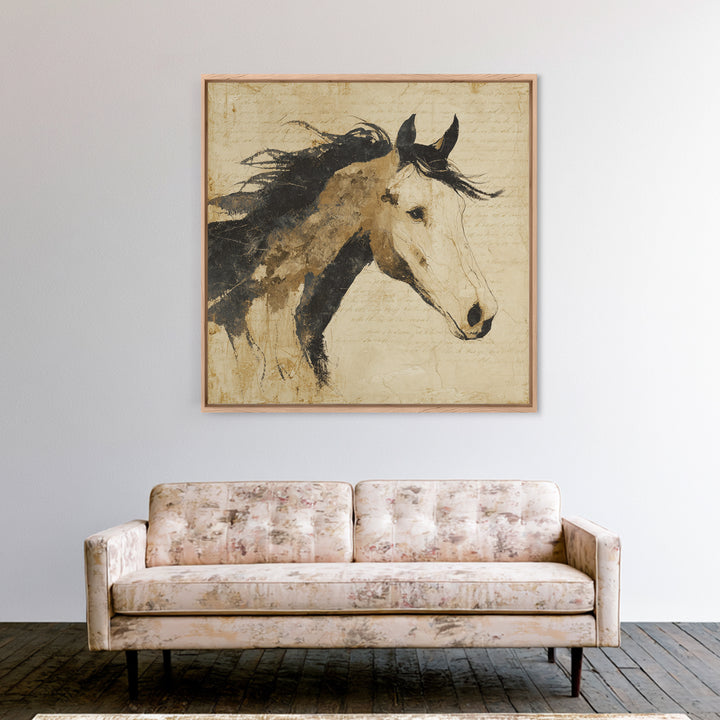 Calligraphic Horse Silhouette Made from One Line Canvas Print, Calligraphy Art, Gallery Decor, Living Room Decor, Script, CAL-1x1-41