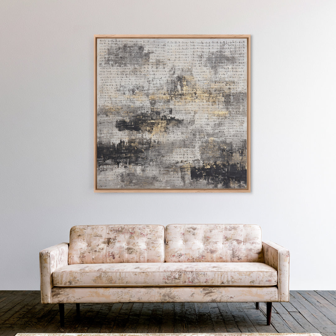 Expressive Musical Rhythm Painted as Ink Strokes Framed Canvas Print, Calligraphy Art, Art, Living Room Decor, Fine Art, Script, CAL-1x1-48