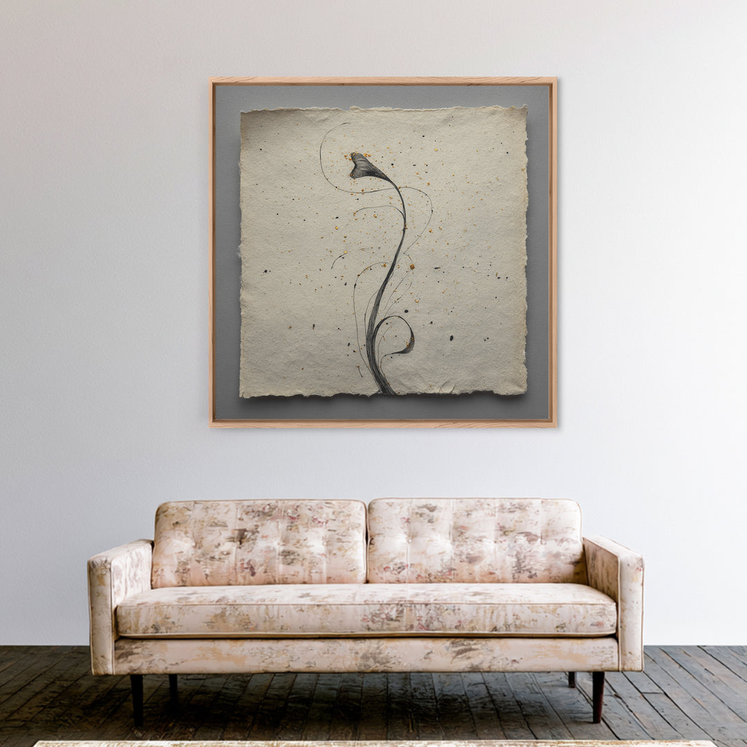 Single Elegant Flourish Shaped Like a Flower Framed Canvas Print, Calligraphy Art, Fine Art Print, Living Room Decor, Script, CAL-1x1-53