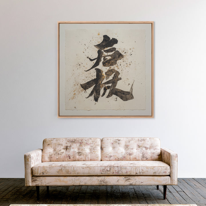 Minimal Black Calligraphy Rhythm Canvas Print, Calligraphy Art, Watercolor Print, Living Room Decor, Fine Art, Script, CAL-1x1-55