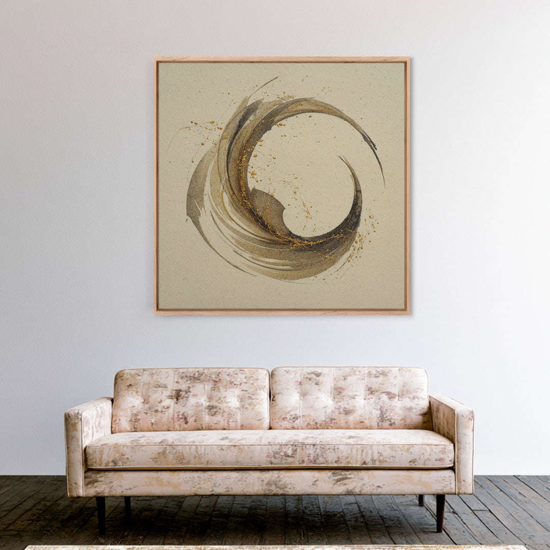 Crescent Moon Made from Elegant Ink Swashes Canvas Print, Calligraphy Art, Neutral Decor, Living Room Decor, Fine Art, Script, CAL-1x1-69