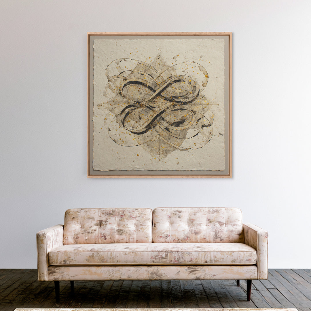 Arabic Ornamental Curves as Non Readable Art Canvas Print, Calligraphy Art, Modern Decor, Living Room Decor, Fine Art, Script, CAL-1x1-75
