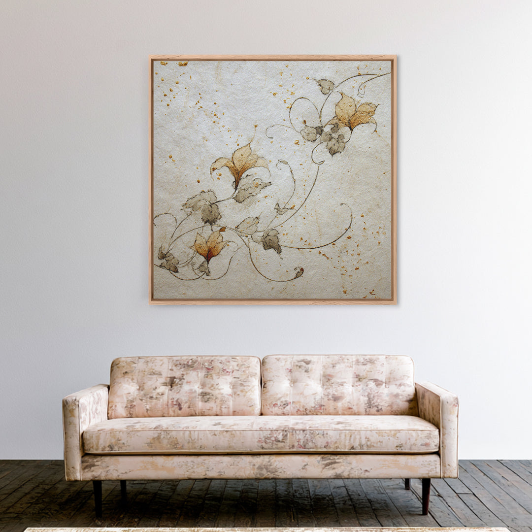 Floral Vine Created from Graceful Script Like Canvas Print, Calligraphy Art, Statement Artwork, Living Room Decor, Script, CAL-1x1-83