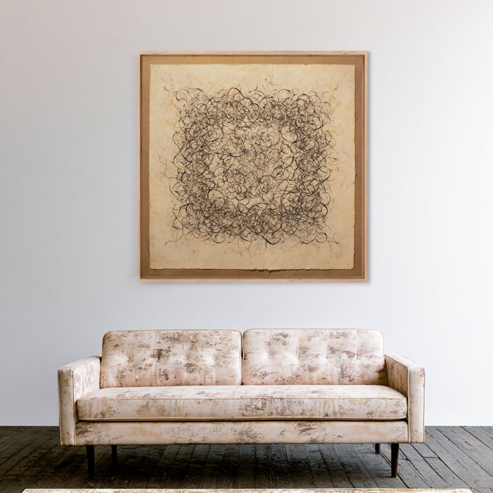 Baroque Scrollwork Made from Looping Pen Strokes Canvas Print, Calligraphy Art, Japanese Decor, Living Room Decor, Script, CAL-1x1-84