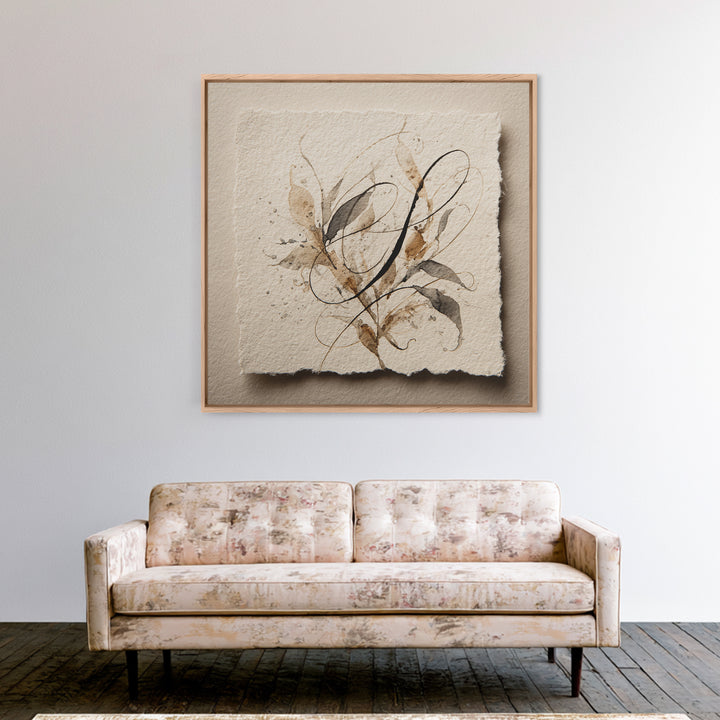 Botanical Calligraphy Pattern Canvas Print, Calligraphy Art, Quote Wall Art, Living Room Decor, Watercolor Art, Script, CAL-1x1-94