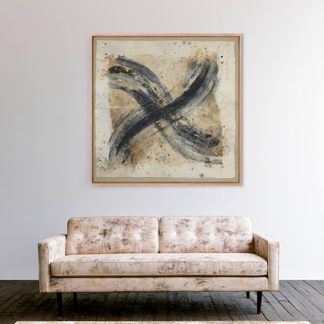 Abstract Prayer Flag of Brush Marks Canvas Print, Calligraphy Art, Neutral Decor, Living Room Decor, Fine Art, Script, CAL-1x1-95