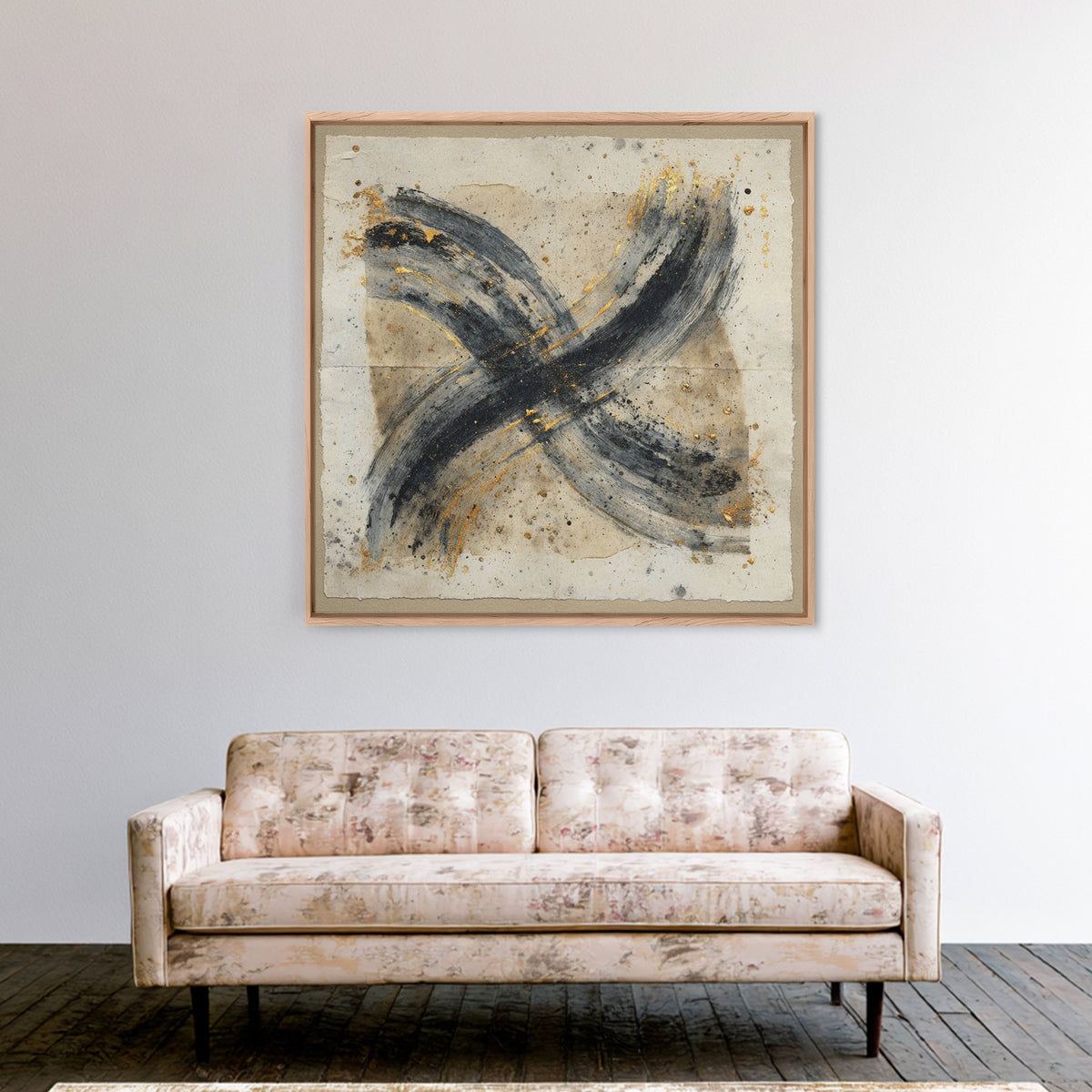 Abstract Prayer Flag of Brush Marks Canvas Print, Calligraphy Art, Neutral Decor, Living Room Decor, Fine Art, Script, CAL-1x1-95