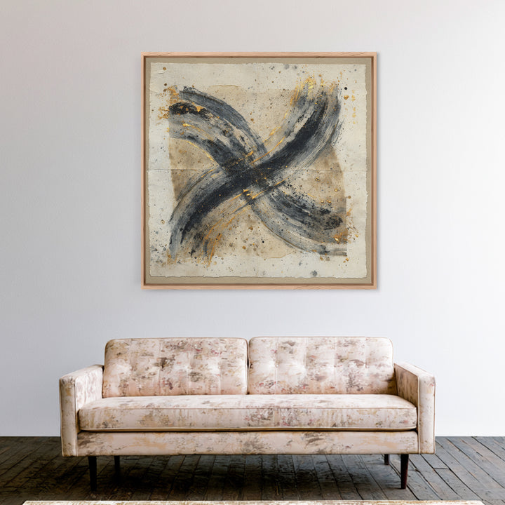 Abstract Prayer Flag of Brush Marks Canvas Print, Calligraphy Art, Neutral Decor, Living Room Decor, Fine Art, Script, CAL-1x1-95