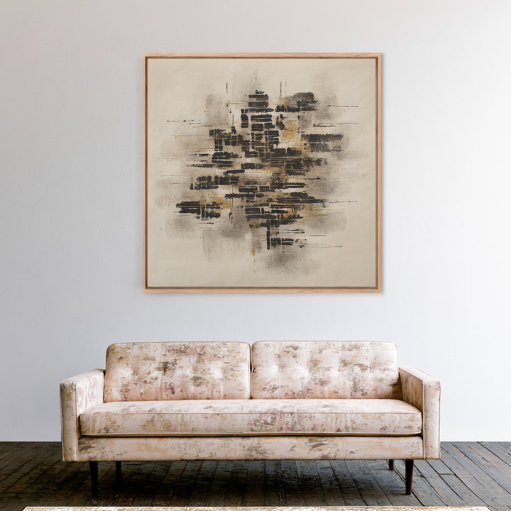 Expressive Musical Rhythm Painted as Ink Strokes Framed Canvas Print, Calligraphy Art, Painting, Living Room Decor, Script, CAL-1x1-96