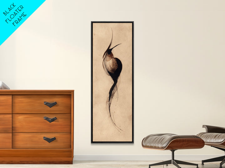 Calligraphic Bird Shape Formed from Flowing Lines Canvas Print, Calligraphy Art, Luxury Decor, Living Room Decor, Script, CAL-1x3-20
