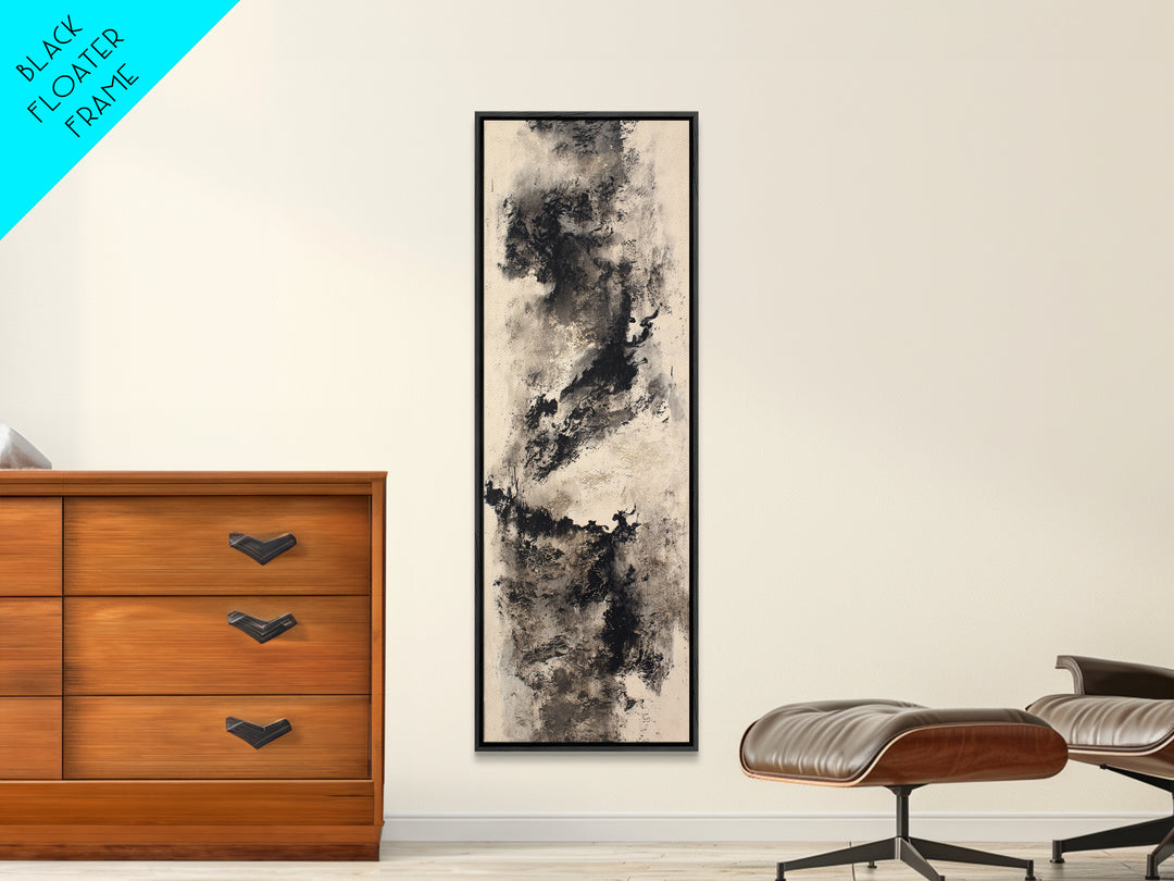 Baroque Scrollwork Made from Looping Pen Strokes Framed Canvas Print, Calligraphy Art, Art Print, Living Room Decor, Script, CAL-1x3-24