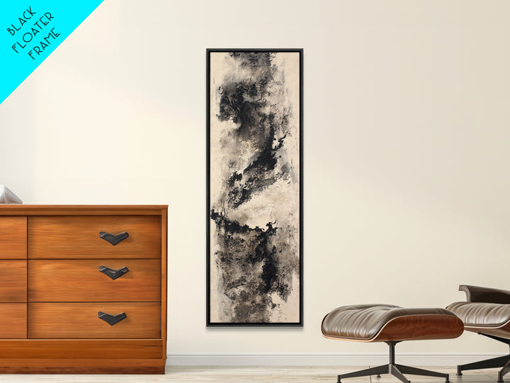 Baroque Scrollwork Made from Looping Pen Strokes Framed Canvas Print, Calligraphy Art, Art Print, Living Room Decor, Script, CAL-1x3-24