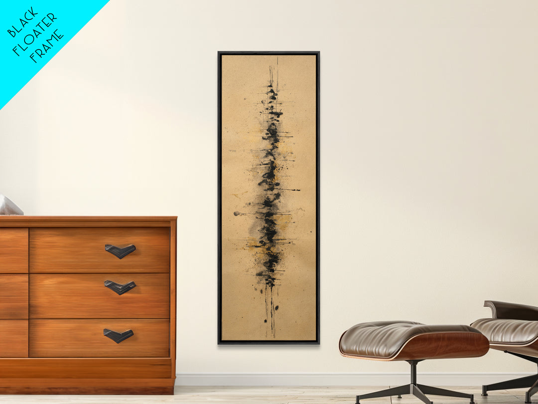 Ink Splatter and Long Brushstroke Composition Canvas Print, Calligraphy Art, Room Decor, Living Room Decor, Fine Art, Script, CAL-1x3-28