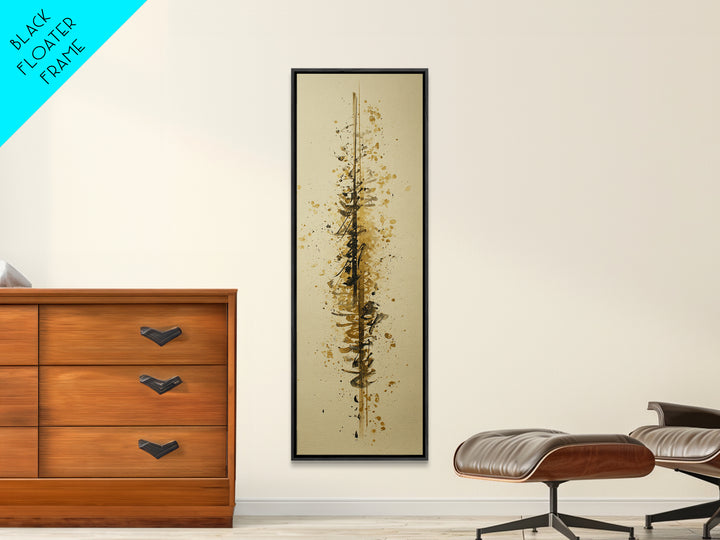 Abstract Gold Calligraphic Strokes on Ivory Paper Canvas Print, Calligraphy Art, Japanese Decor, Living Room Decor, Script, CAL-1x3-38