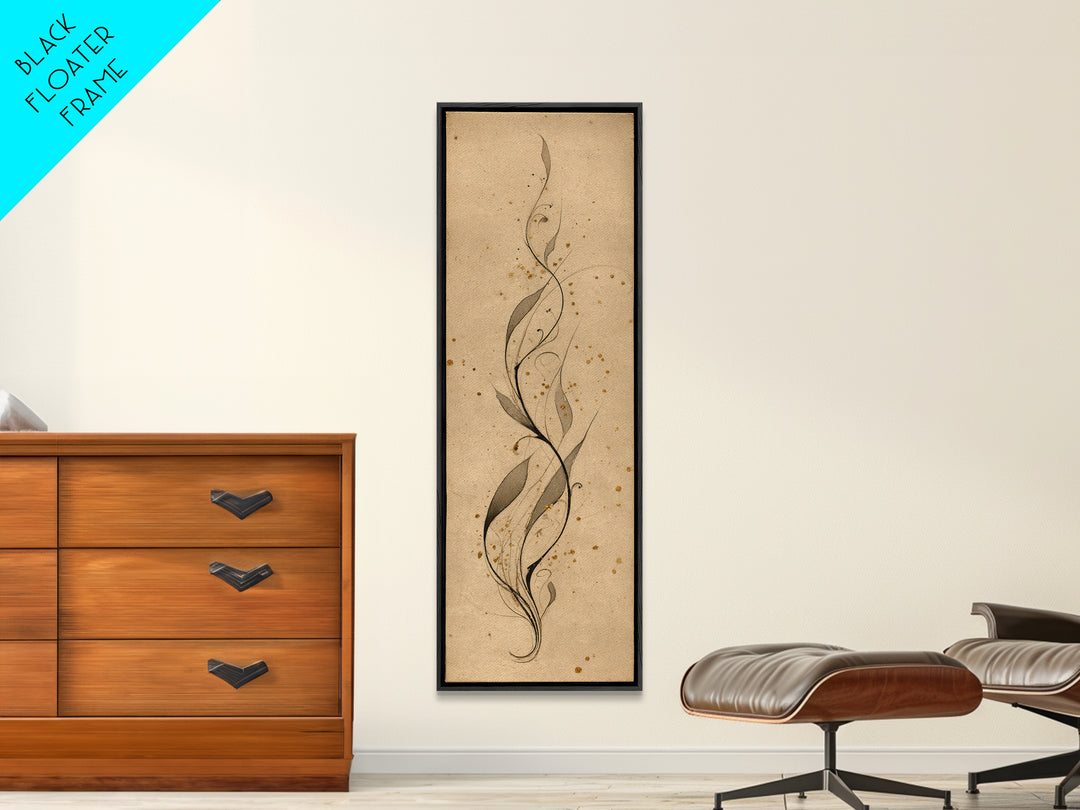 Floral Vine Created from Graceful Script Like Canvas Print, Calligraphy Art, Printable Wall Art, Living Room Decor, Script, CAL-1x3-47