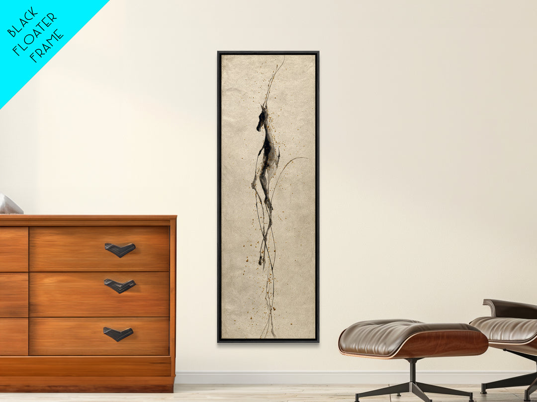 Calligraphic Horse Silhouette Made from One Line Framed Canvas Print, Calligraphy Art, Modern Decor, Living Room Decor, Script, CAL-1x3-53