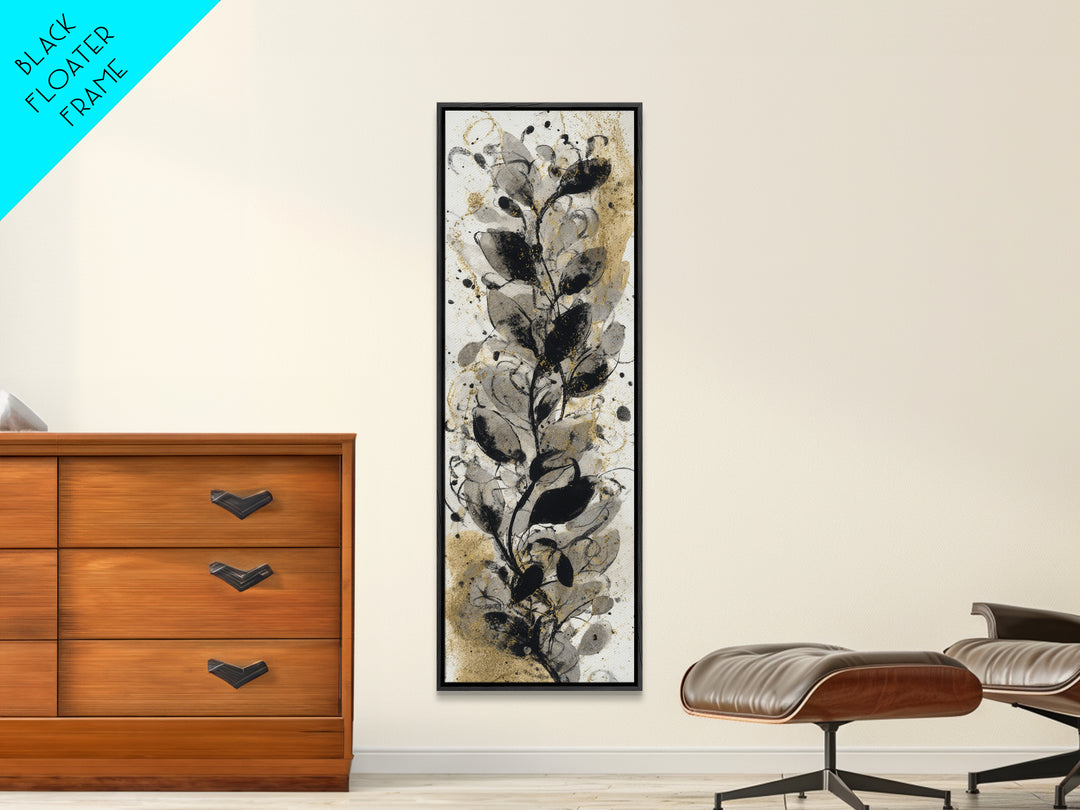 Botanical Calligraphy Pattern Framed Canvas Print, Calligraphy Art, Digital Download Art, Living Room Decor, Fine Art, Script, CAL-1x3-58
