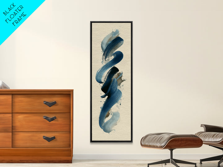Modern Calligraphy Wave Framed Canvas Print, Calligraphy Art, Watercolor Print, Living Room Decor, Fine Art, Script, CAL-1x3-70