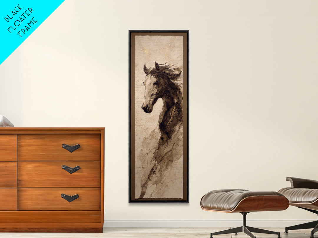 Calligraphic Horse Silhouette Made from One Line Canvas Print, Calligraphy Art, Art Print, Living Room Decor, Fine Art, Script, CAL-1x3-77