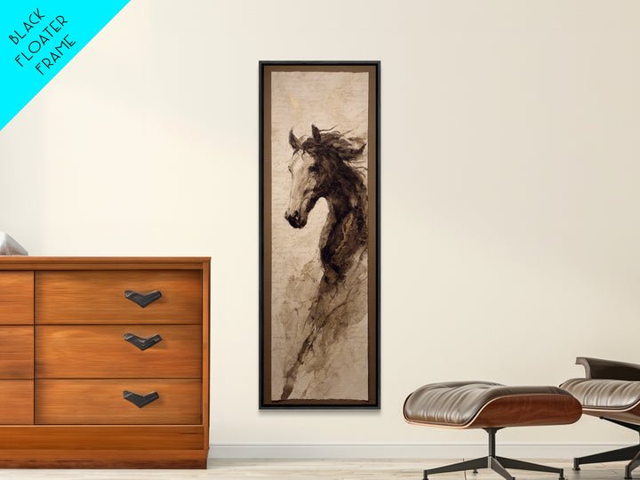 Calligraphic Horse Silhouette Made from One Line Canvas Print, Calligraphy Art, Art Print, Living Room Decor, Fine Art, Script, CAL-1x3-77