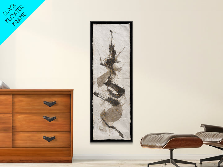 Abstract Prayer Flag of Brush Marks Framed Canvas Print, Calligraphy Art, Living Room Wall Art, Living Room Decor, Script, CAL-1x3-83