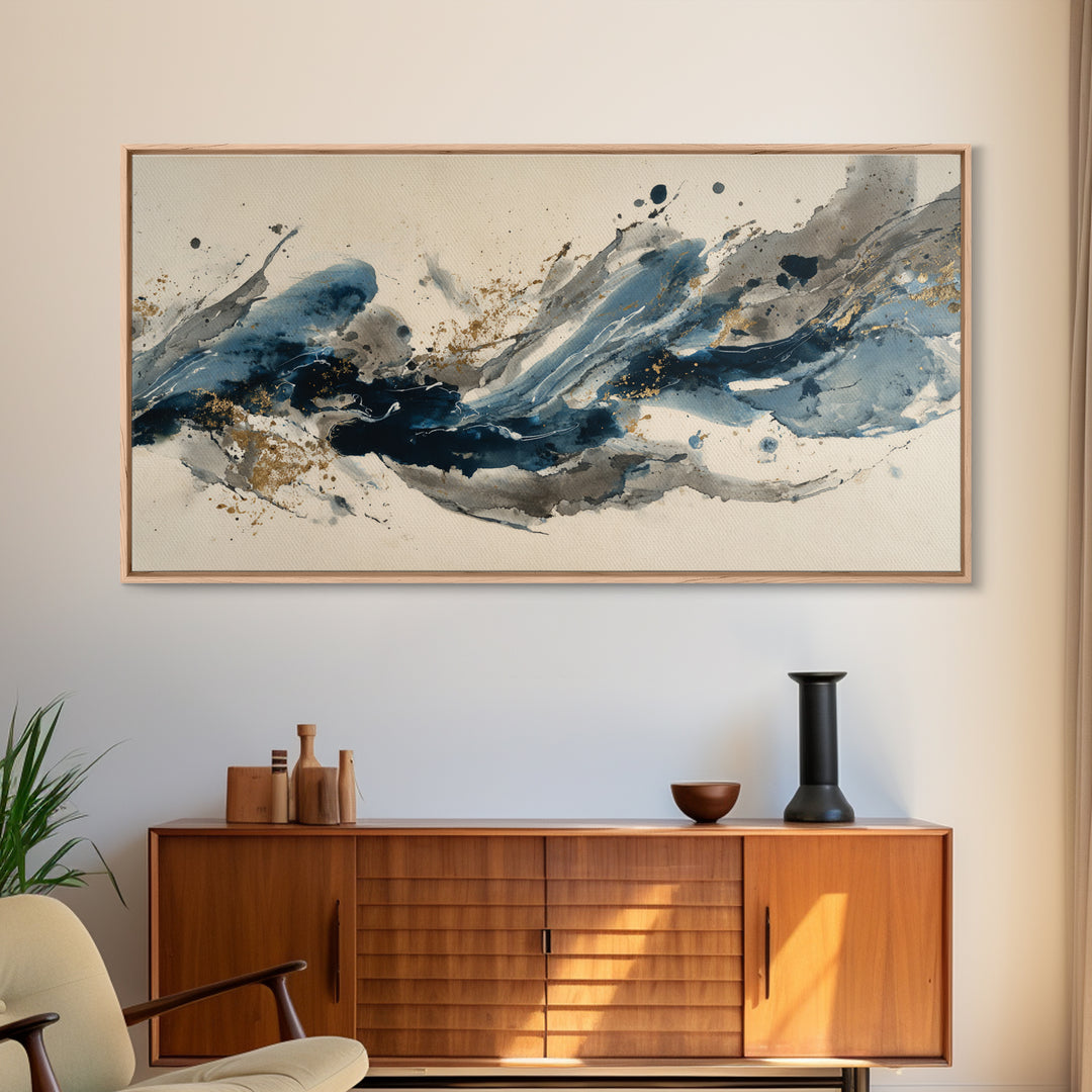 Modern Calligraphy Wave Canvas Print, Calligraphy Art, Contemporary Art, Living Room Decor, Fine Art, Script, Printable Art, CAL-2x1-78