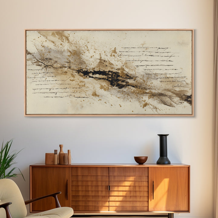 Romantic Handwritten Marks Without Readable Words Canvas Print, Calligraphy Art, Contemporary Art, Living Room Decor, Script, CAL-2x1-83
