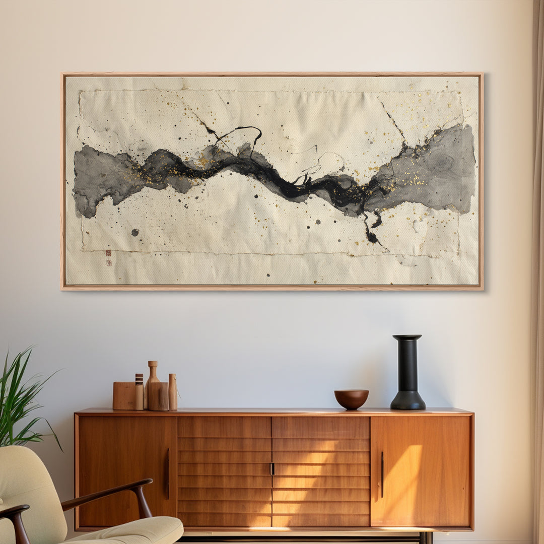Large Sweeping Black Ink Gesture Like a Canvas Print, Calligraphy Art, Printable Art, Living Room Decor, Fine Art, Script, CAL-2x1-93
