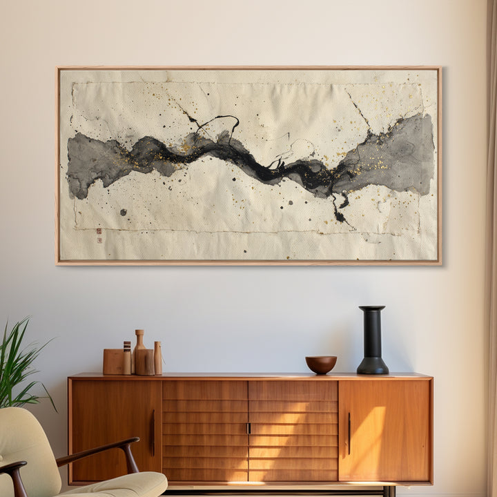 Large Sweeping Black Ink Gesture Like a Canvas Print, Calligraphy Art, Printable Art, Living Room Decor, Fine Art, Script, CAL-2x1-93
