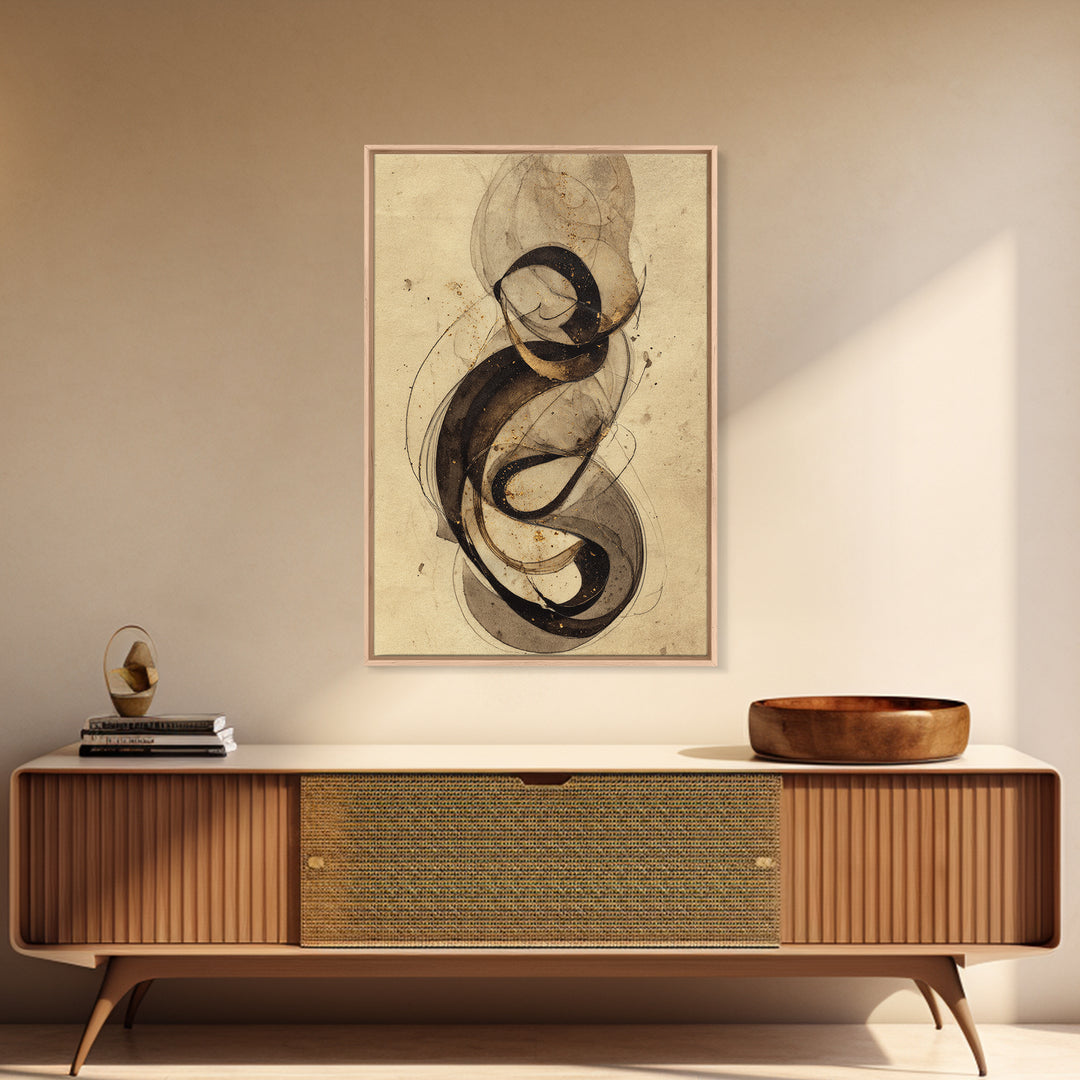 Arabic Ornamental Curves as Non Readable Art Canvas Print, Calligraphy Art, Spiritual Wall Art, Living Room Decor, Script, CAL-2x3-11