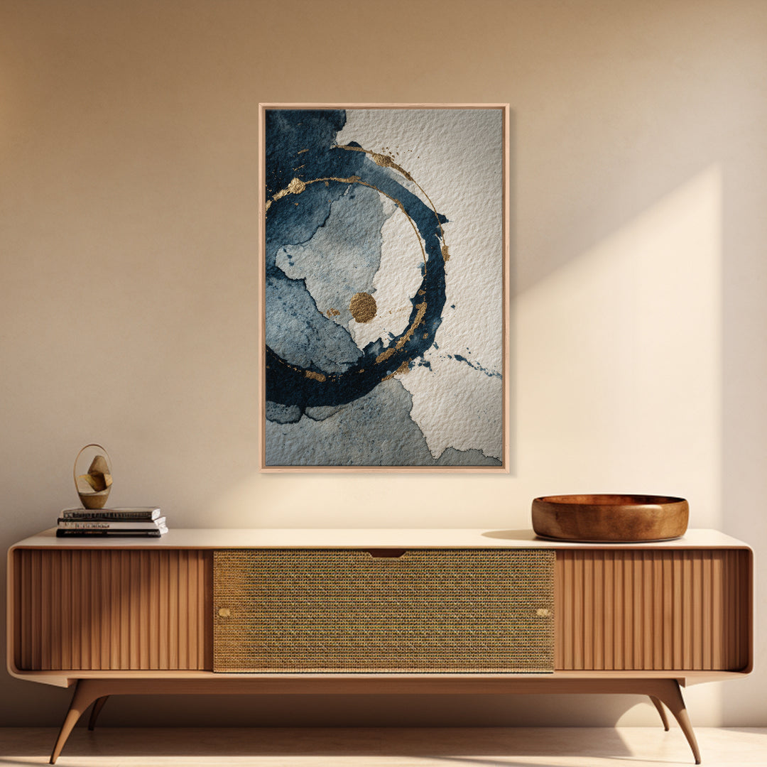 Layered Copper Ink Strokes on Dark Navy Canvas Print, Calligraphy Art, Art Print, Living Room Decor, Fine Art, Script, CAL-2x3-14