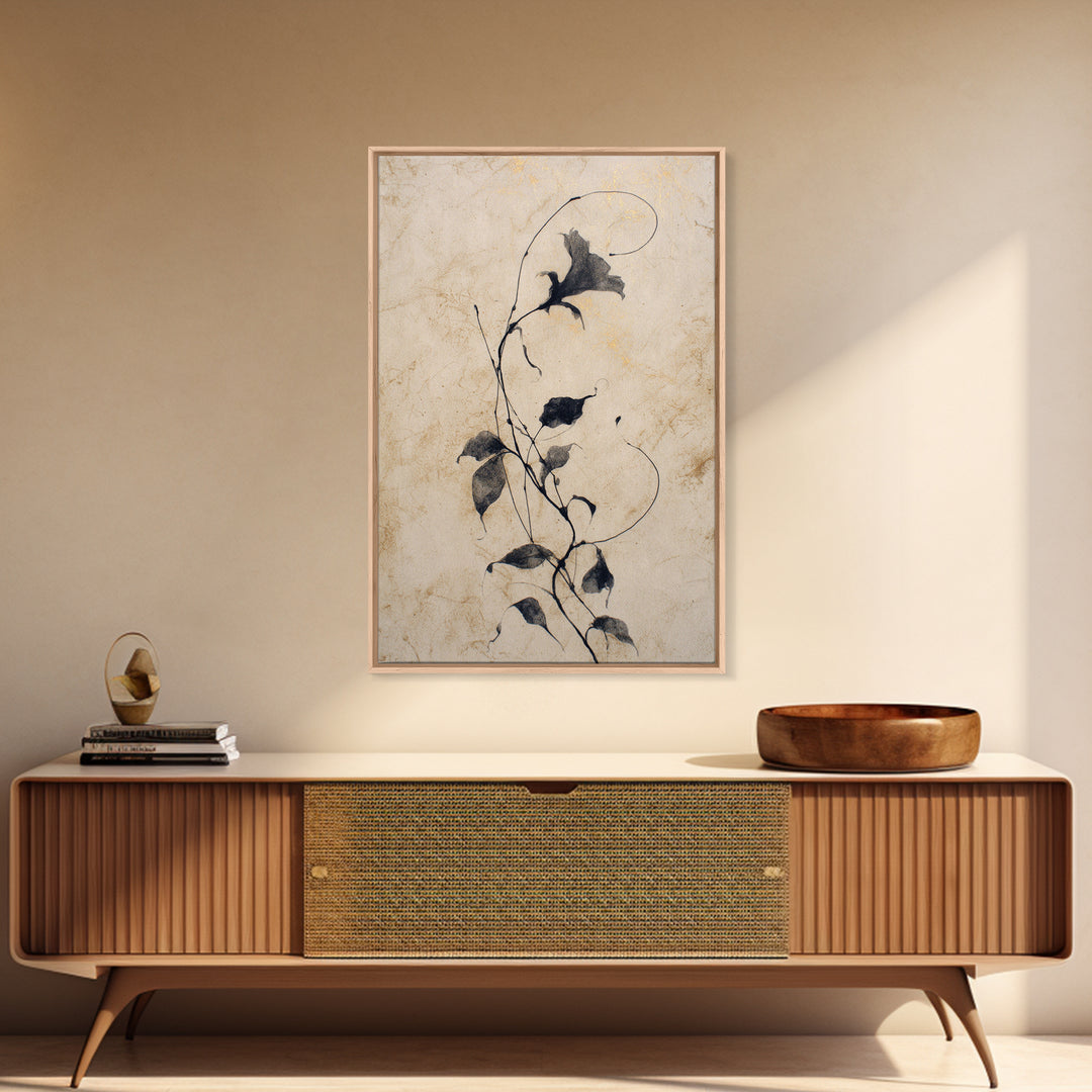 Floral Vine Created from Graceful Script Like Canvas Print, Calligraphy Art, Contemporary Art, Living Room Decor, Script, CAL-2x3-43