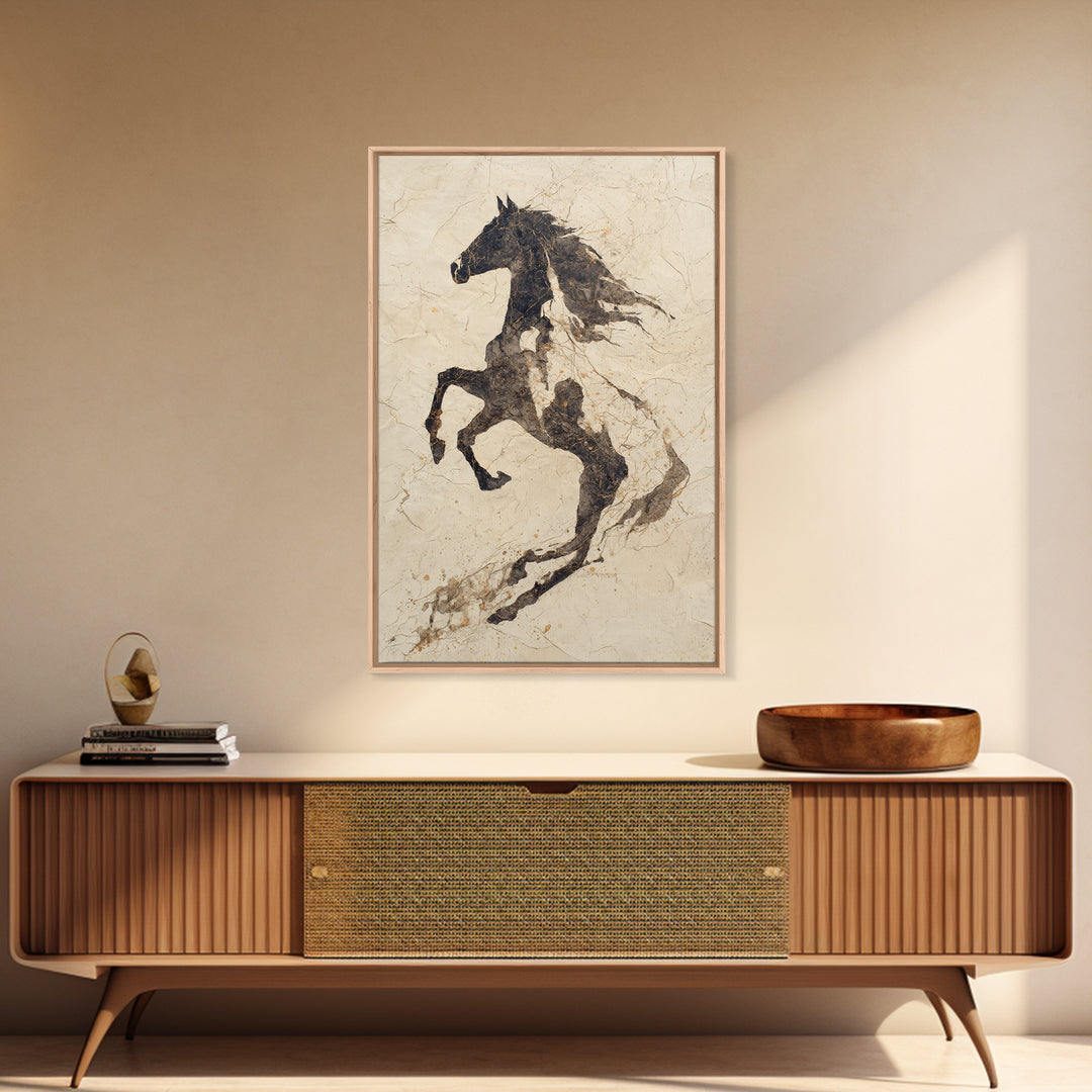 Calligraphic Horse Silhouette Made from One Line Canvas Print, Calligraphy Art, Prints, Living Room Decor, Fine Art, Script, CAL-2x3-49