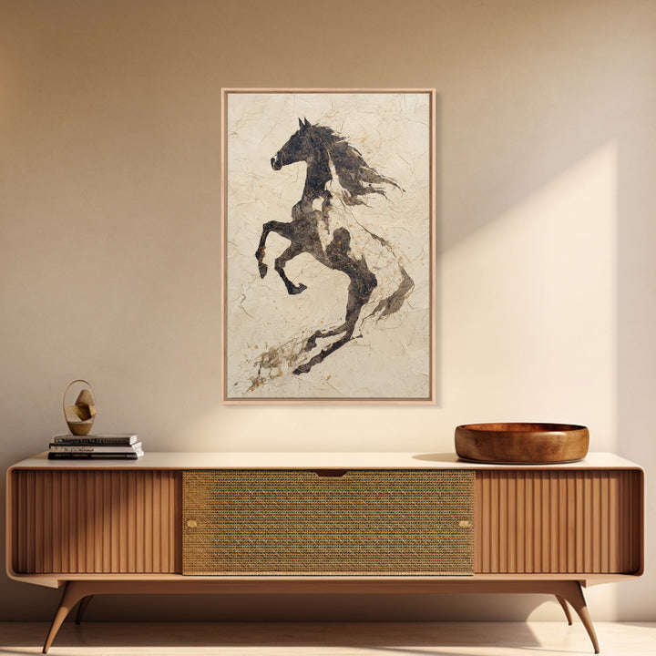 Calligraphic Horse Silhouette Made from One Line Canvas Print, Calligraphy Art, Prints, Living Room Decor, Fine Art, Script, CAL-2x3-49