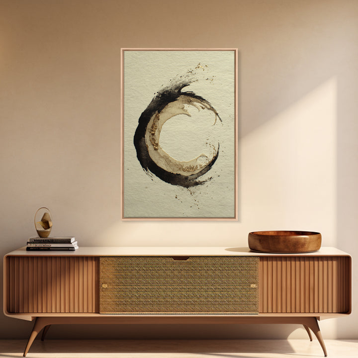 Crescent Moon Made from Elegant Ink Swashes Canvas Print, Calligraphy Art, Home Decor, Living Room Decor, Fine Art, Script, CAL-2x3-5