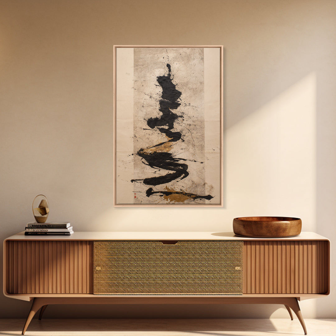 Large Sweeping Black Ink Gesture Like a Canvas Print, Calligraphy Art, Wall Art Print, Living Room Decor, Fine Art, Script, CAL-2x3-57