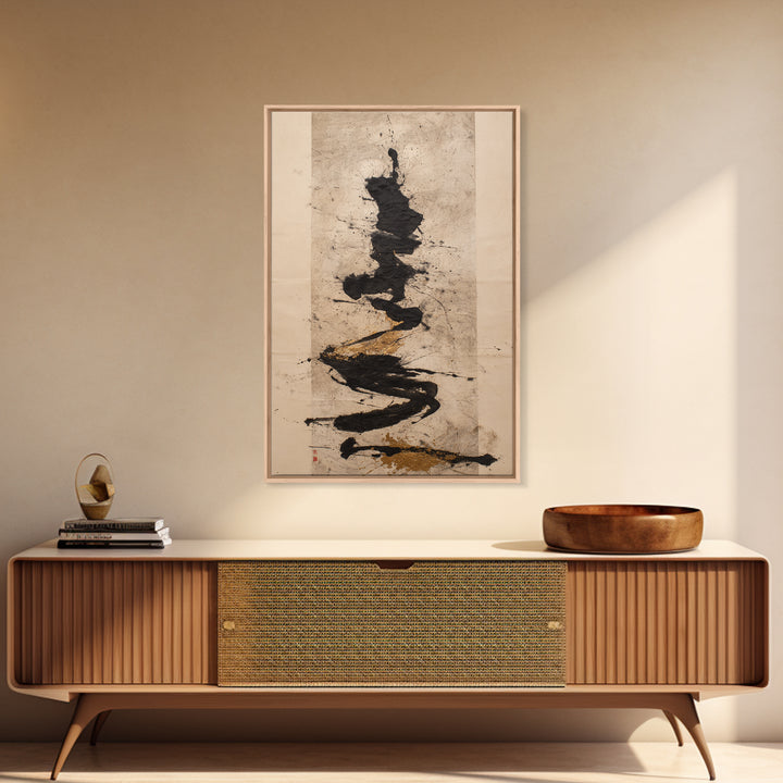 Large Sweeping Black Ink Gesture Like a Canvas Print, Calligraphy Art, Wall Art Print, Living Room Decor, Fine Art, Script, CAL-2x3-57