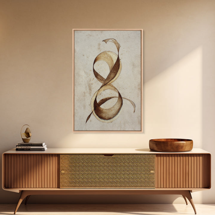 Arabic Ornamental Curves as Non Readable Art Framed Canvas Print, Calligraphy Art, Wall Decor, Living Room Decor, Script, CAL-2x3-59