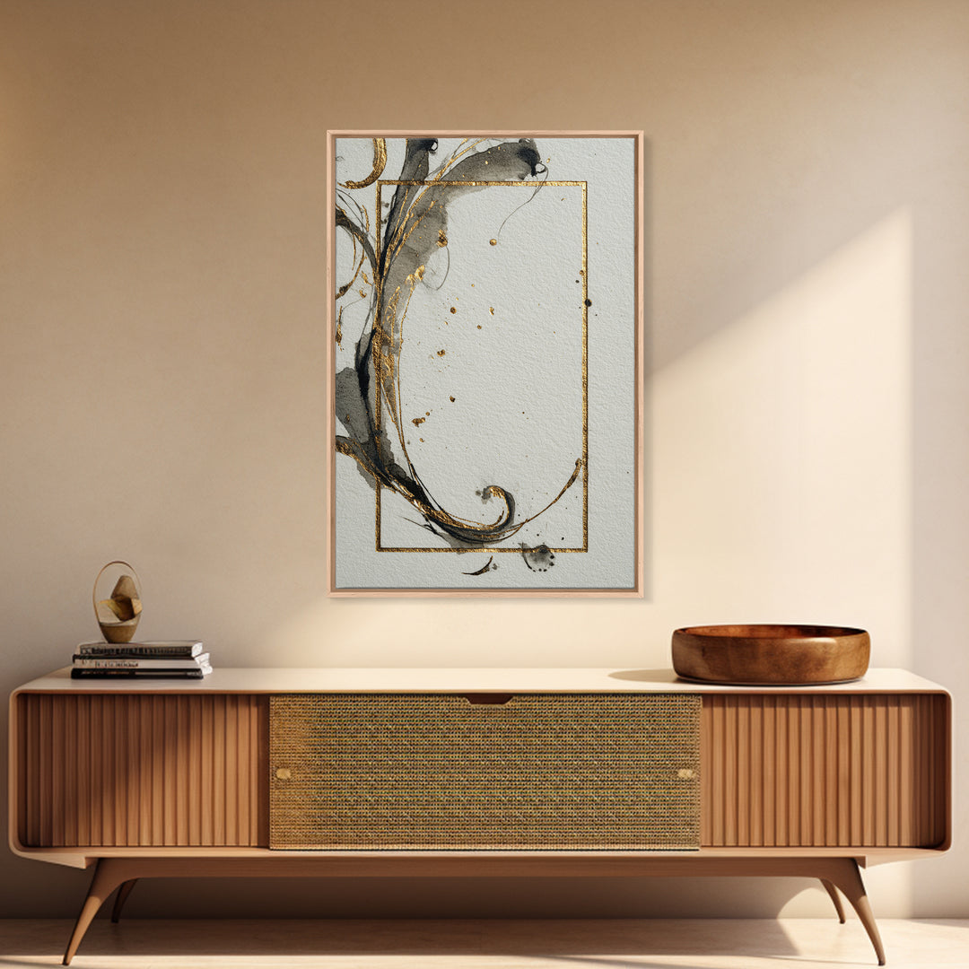 Ornamental Frame of Flourished Pen Curves Framed Canvas Print, Calligraphy Art, Wall Decor, Living Room Decor, Fine Art, Script, CAL-2x3-74